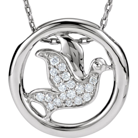 Sterling Silver 1/8 CTW Diamond Dove Circle 18" Necklace