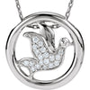 1/8 CTW Dove Necklace in Sterling Silver ( 18.00-Inch )
