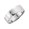 14k White Gold 6mm Flat Band with Hammer Finish, Size 7