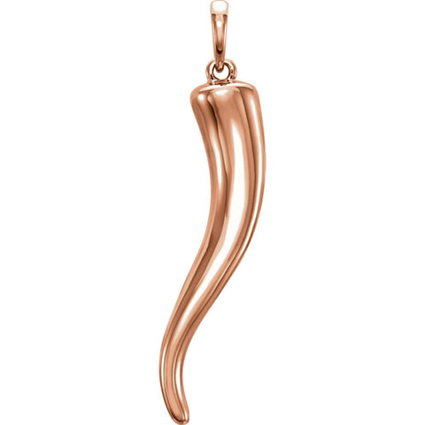 14k Rose Gold 21.7mm Italian Horn Pendant