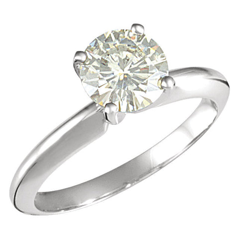 07.50 mm = 1 1/2 ct. Created Moissanite Solitaire Ring in 14k White Gold ( Size 6 )