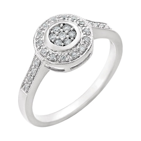 14k White Gold 1/5 CTW Diamond Ring, Size 7