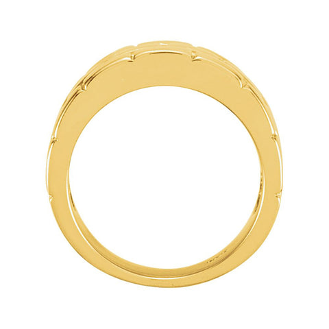 14k Yellow Gold Brick Design 8mm Tapered Band, Size 7