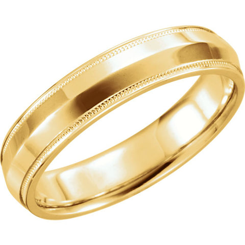 14k Yellow Gold 5mm Knife Edge Comfort Fit Milgrain Band Size 10