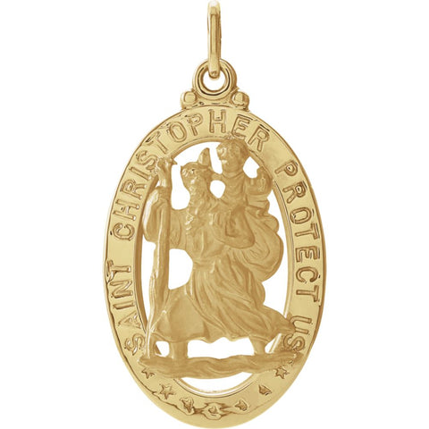 14k Yellow Gold 21x15mm Oval St. Christopher Medal