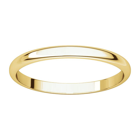 14k Yellow Gold 2mm Half Round Light Band, Size 5