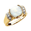 1/6 CTTW Genuine Opal Cabochon, Pink Tourmaline and Diamond Ring in 14k Yellow Gold ( Size 6 )