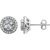 Pair of 1/2 CTTW Halo-Styled Cluster Stud Earrings in 14k White Gold