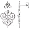 Pair of Decorative Dangle Earrings in 14k White Gold