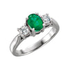 Platinum Emerald & 3/8 ctw. Diamond Ring, Size 6