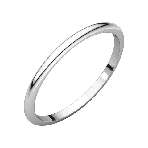 14k White Gold 1.5mm Half Round Band, Size 5.5