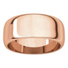 14k Rose Gold 8mm Half Round Wedding Band, Size 6