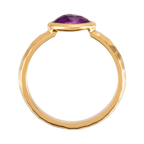 18K Yellow Gold Vermeil 7x5x4mm Amethyst Ring Size 8