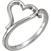 14k White Gold Heart Ring, Size 7