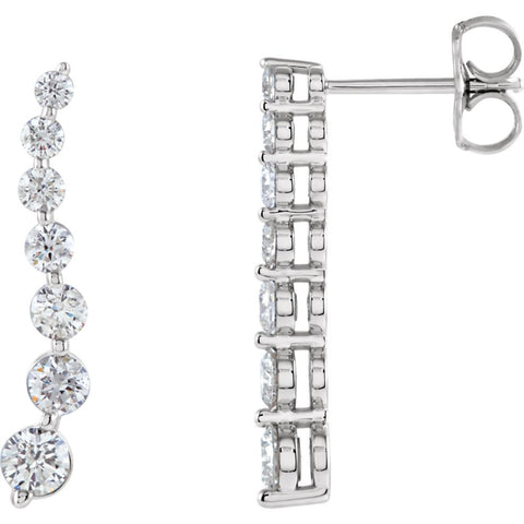 14k White Gold Journey Diamond Earrings