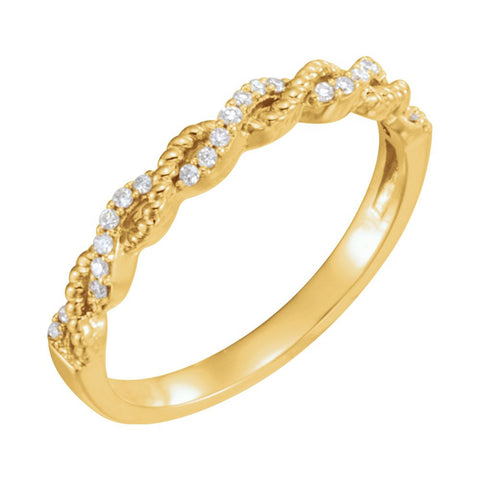 14k Yellow Gold .08 CTW Diamond Stackable Ring , Size 7