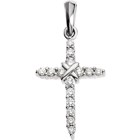 14k White Gold .23 CTW Diamond Cross Pendant