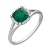 14k White Gold Created Emerald & 0.05 ctw. Diamond Ring, Size 7