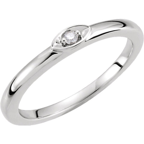 14k White Gold Stackable Diamond Ring, Size 7