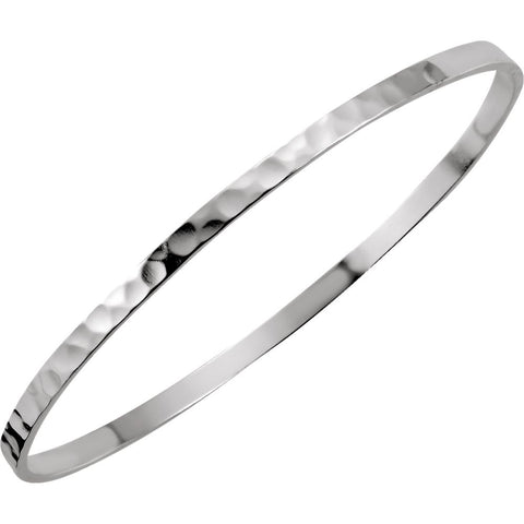 Sterling Silver 3.25mm Hammered Bangle Bracelet