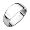 08.00 mm Half Round Tapered Wedding Band Ring in 14k White Gold (Size 8 )