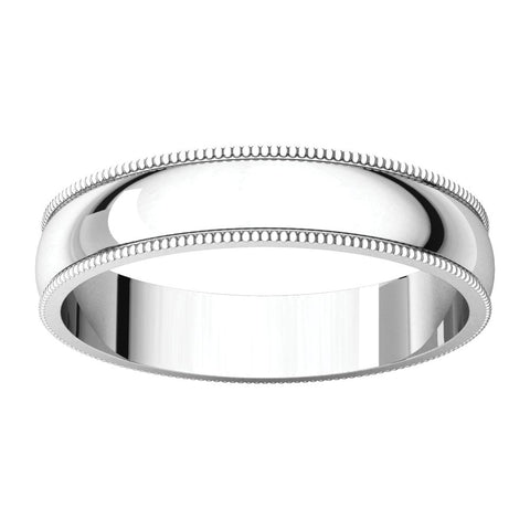 14k White Gold 4mm Light Milgrain Band, Size 10