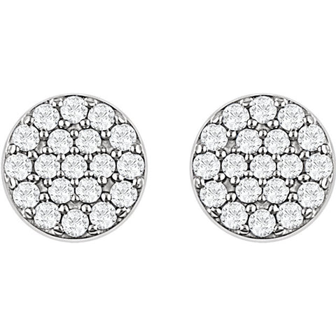 14k White Gold 1/3 CTW Diamond Cluster Earrings