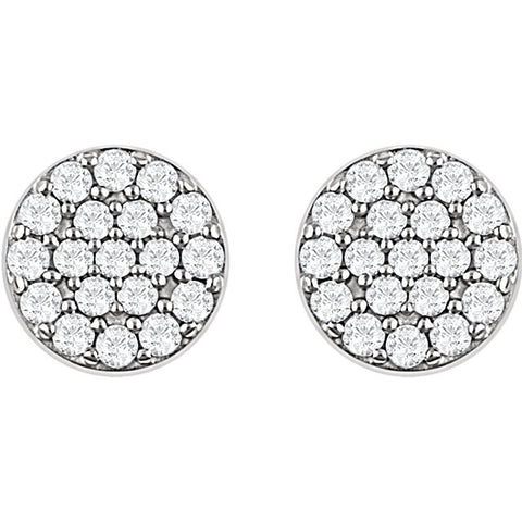 14k White Gold 1/3 CTW Diamond Cluster Earrings