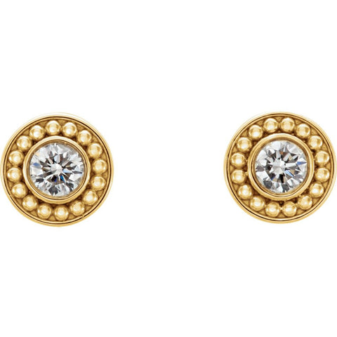 14k Yellow Gold 1/5 CTW Diamond Beaded Earrings