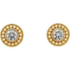 14k Yellow Gold 1/5 CTW Diamond Beaded Earrings