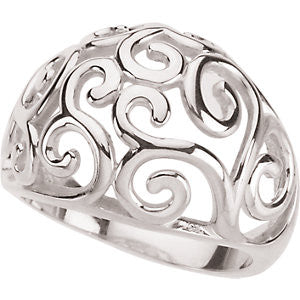 Sterling Silver Metal Fashion Scroll Ring, Size 7