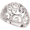 Sterling Silver Metal Fashion Scroll Ring, Size 7