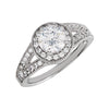 Halo-Styled Cubic Zirconia Ring with Split Shank in Sterling Silver ( Size 8 )