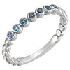 14k White Gold Aquamarine Stackable Ring, Size 7