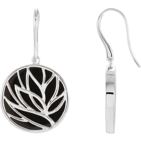 Sterling Silver Onyx Floral-Inspired Earrings