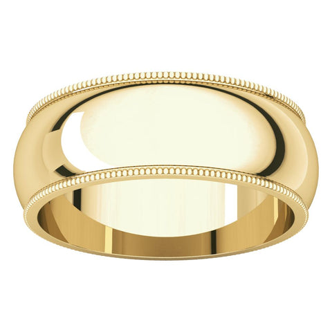 18k Yellow Gold 7mm Milgrain Band, Size 9