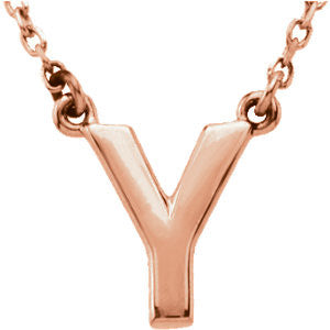 14k Rose Gold Letter "Y" Block Initial 16" Necklace