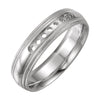 Men's 14k White Gold 5mm Half Round Comfort-Fit Double Milgrain Wedding Band Mounting, Size 10.5