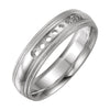 14k White Gold 5mm Half Round Comfort-Fit Double Milgrain Band Mounting, Size 7