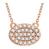 14k Rose Gold 1/5 ctw. Diamond Oval Cluster 16-18-inch Necklace