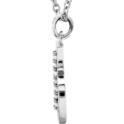 14k White Gold .04 CTW Diamond Lowercase Letter "b" Initial 16" Necklace