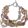 Freshwater Dyed Chocolate Cultured Pearl and Multi-Gemstone Bracelet in Sterling Silver