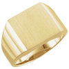 14.00 mm Men's Signet Ring with Brush Finished Top in 14k Yellow Gold ( Size 10 )