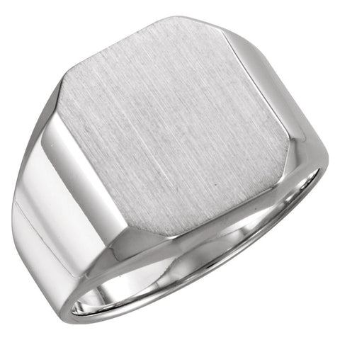 Sterling Silver 16x14mm Octagon Men's Signet Ring, Size 11