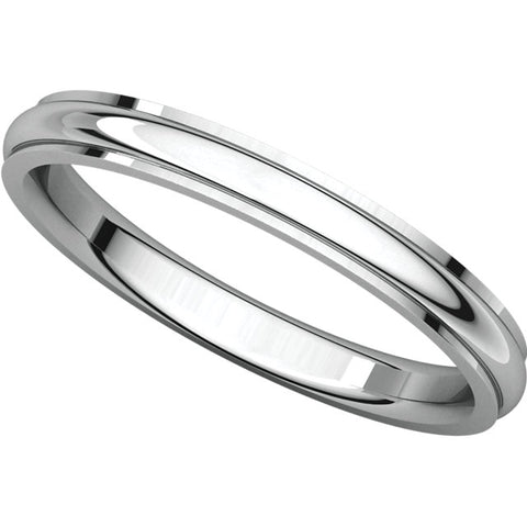14k White Gold 2.5mm Comfort Fit Edge Band , Size 6