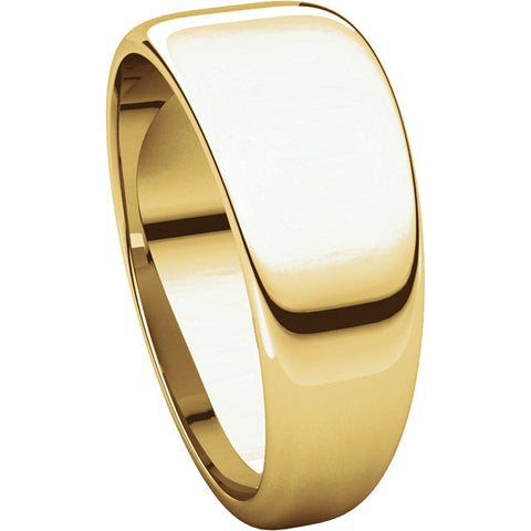 10k Yellow Gold 8mm Half Round Tapered Band, Size 10