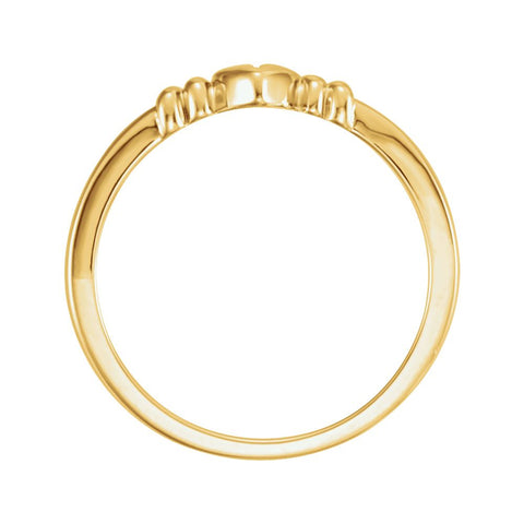 14k Yellow Gold Heart with Cross Chastity Ring Size 6
