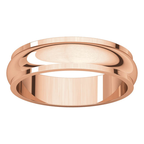14k Rose Gold 5mm Half Round Edge Band, Size 9
