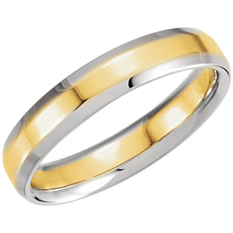 14K White & Yellow Gold 4mm Comfort-Fit Beveled Edge Band Size 12.5