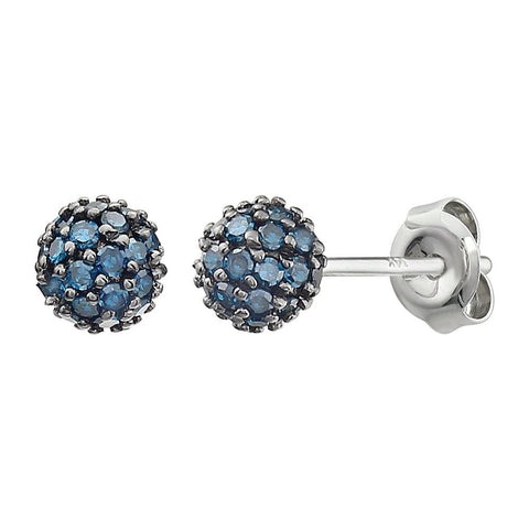 14k White Gold 1/3 CTW Blue Diamond Earrings